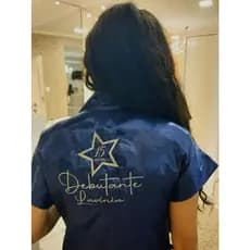 Robe de Cetim Bordado Personalizado Estrela Debutante Festa Presente Promoção