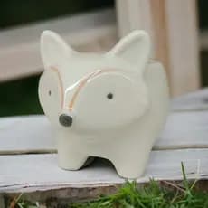 Vaso de Ceramica raposinha branco com furo