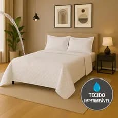 Kit Colcha Cobre-Leito Casal Padrão 3 Peças Matelado Impermeável 2,00 x 2,20 m Cama Box