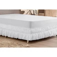 Saia Para Cama Colchao Box Casal Padrão Com Dois Elásticos 100% Poliéster