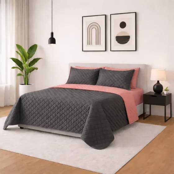 Kit Colcha Cobre Leito Matelado Casal Queen Cama Box Matelado Dupla Face 3 Peças Varias Cores Toque Macio