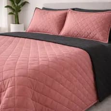 Kit Cobre Leito Casal Queen Solteiro Dupla Face Colcha Cama Box Matelado Duo Color com Porta Travesseiro 50cm x 70cm