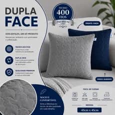 Kit 2 Capas De Almofada 45x45 Dupla Face Matelada 400 Fios Com Zíper Decorativa Toque Macio Hipercal