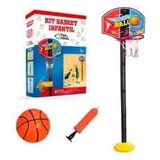 Kit Cesta De Basquete + Tabela E Bola Infantil Pais & Filhos