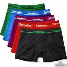 Kit 5 Cuecas Boxer Masculino Somellos Microfibra Adulto Box Premium Confortável