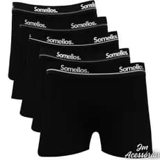 1/2/3/5 Cuecas Boxer Masculino Microfibra Somellos Preta Adulto Box Confortável