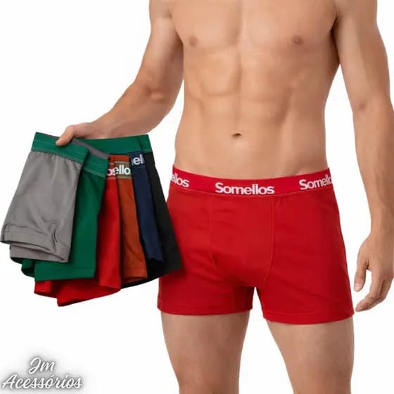 Kit 6 Cueca Somellos Adulto Boxer Microfibra Conforto Cores Diversas