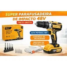 Parafusadeira Furadeira 48v Bateria litio controle de rotação