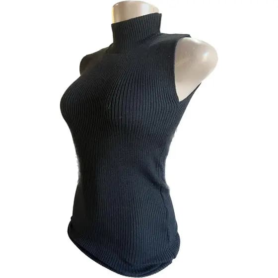 Blusa Garrafinha Canelada Moda Elastano Trico Feminina Gola Alta