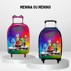 Mochila Escolar Infantil Rodinha Menino ou Menina  Reforçada Divertida Mente