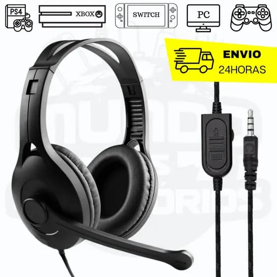 Fone De Ouvido Headset Com Microfone ( Cabo P2 3.5mm ) Para Pc / Xbox / Video Gamer / Ps4