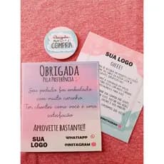 Kit 100 carta de agradecimento + 24 adesivos obrigada pela sua compra papel de alta gramatura