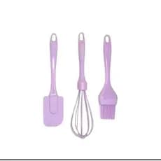KIT 3 PEÇAS PARA BOLO DE SILICONE COM ESPÁTULA,BATE CLARAS E PINCEL
