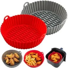 Forma de Silicone Airfryer Redonda Antiaderente Reutilizável Cesto Fritadeira Elétrica 19cm Forno Microondas Tapete