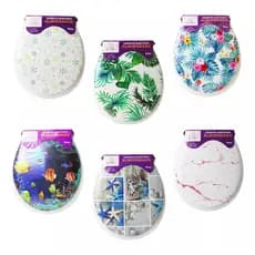Assento Vaso Sanitário Colorido Almofadado Estampado Confortável Tampa de Privada Acento Banheiro Universal Acolchoado
