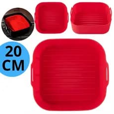 Forma de Silicone Airfryer Quadrada 20 CM Antiaderente Reutilizável Cesto Fritadeira Elétrica Forno Microondas Tapete
