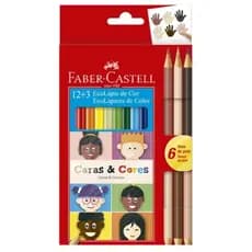 Lapis de Cor Faber-Castell Ecolápis Caras & Cores 12 Cores 12 Tons de Pele