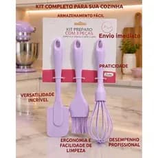 Kit Utensílios de Cozinha Silicone,Kit Confeitaria Antiaderente Espátula Bate Clara e Pincel
