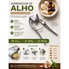 Espremedor de Alho Manual em Aluminio Fácil de Limpar utensílio de cozinha triturador alho