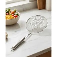 Peneira de fritura aço  inox resistente escumadeira para cozinha ideal para frituras massas e legumes