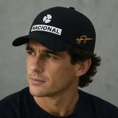 Boné Ayrton Senna Aba Reta ou Curva Nacional Preto Fórmula 1 Retrô