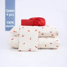 Jogo De Lençol Queen 4 Peças 100% Algodão 200 Fios Estampado