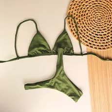 Biquíni feminino biquíni cortinha fixa+ calcinha asa delta fio duplo tecido suplex premium forrado zero trasparência