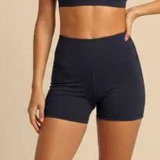 short Fitness Cintura Alta Meia Coxa zero transparência Academia Básico