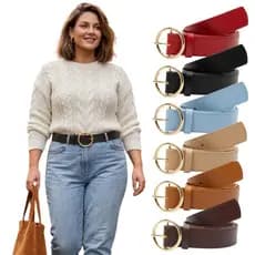 Cinto Feminino Plus Size Tendencia Plus Classico Fivela Redonda Largo GG XG G1 G2 G3 3.5cm - Lia
