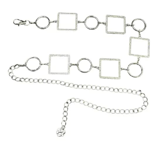 Cinto Feminino Strass Elegante Com Pedras Dourado e Prata