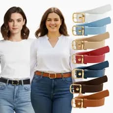 Cinto Feminino Slim ao Plus Size Fivela Dourada Moda Primavera e Verão 2.2cm social tendencia moda blogueira - Luana