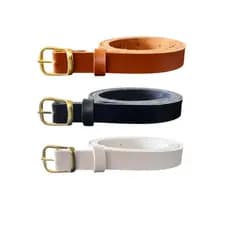KIT 3 Cintos Feminino Fino Larg 2cm Couro Sintético Elegante com Fivela Dourada casual plus size - Vanusa