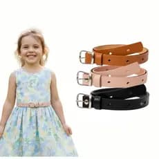 KIT 3 Cintos Infantil Feminino Fino 2cm largura Delicado para Meninas Fivela Prata Básica Casual Kids  - Larinha