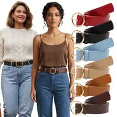 Cinto Feminino Largo Básico Fivela Dourada Plus Size 3.5cm - Lia