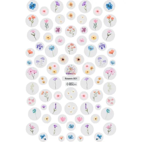 Adesivos Para Unha Pelicula 3D Florais Coloridas Borboleta Flores Diversas 70 Por Cartela Nais Art