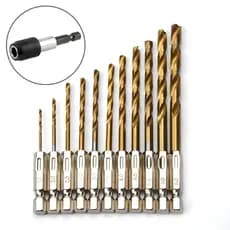 12Pcs Jogo de Brocas Hexagonais Titânio HSS Troca Rápida para Madeira Plástico Metal Alumínio Ferramenta de Impacto