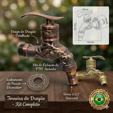 Torneira De TANQUE Jardim Área Externa Cozinha Designe DRAGÃO novidade em AÇO Bronze