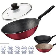 Frigideira Tramontina Antiaderente WOK Funda 28 Cm 3,6 L Loreto Grande Tampa De Vidro Opcional