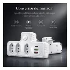 Extensão de Tomada Multifuncional com Carregamento Inteligente 6 Portas