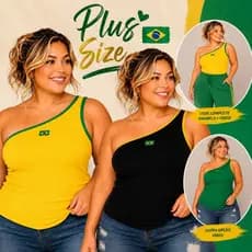 Blusinha Feminina plus size Mula Manca um ombro só regata canelada envio imediato