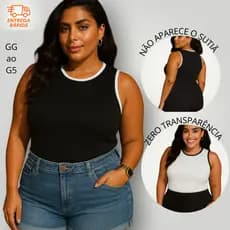 Blusa Feminina Plus size casual regata canelada confortável camiseta verão envio rápido