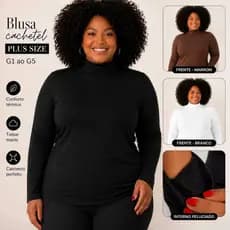 Blusa Cacharrel Plus size Feminina camiseta manga longa  segunda pele térmica pelúciada
