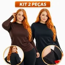 Kit 2 Segunda pele plus size Feminina  térmica Blusa de manga longa camiseta flanelada meia estação