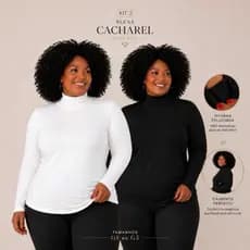 Kit 2 Blusas cacharrel plus size feminina camiseta pelúciada segunda Pele Térmica manga longa