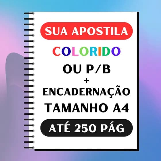 Impressão e Encadernação de Apostila A4 Frente e Verso com Espiral | Faculdade Cursinho Universitário | Até 250 pág.