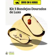 Bandeja Dourada Aço Inoxidável Luxo Decorativa para Jóias Alimentos Dourado Banheiro Bancada porta objetos