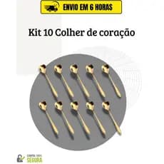 Colher Coração dourada Fofa para Cozinha Mesa Posta Café Sobremesa Chá