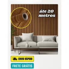 Papel de Parede Ripado Madeira Autoadesivo Amadeirado 5m x 45cm Rolo Premium Autocolante Realista Luxo