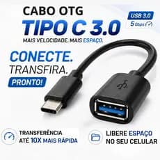 Cabo OTG Tipo C Modelo Android Novo Conecte Pen Drive Mouse Teclado Impressora Controle Game