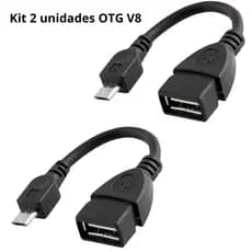 Kit 2 Cabo Otg Usb V8 Micro Usb  Macho Para Usb Fêmea Conversor Adaptador Pendrive Celular Tablet